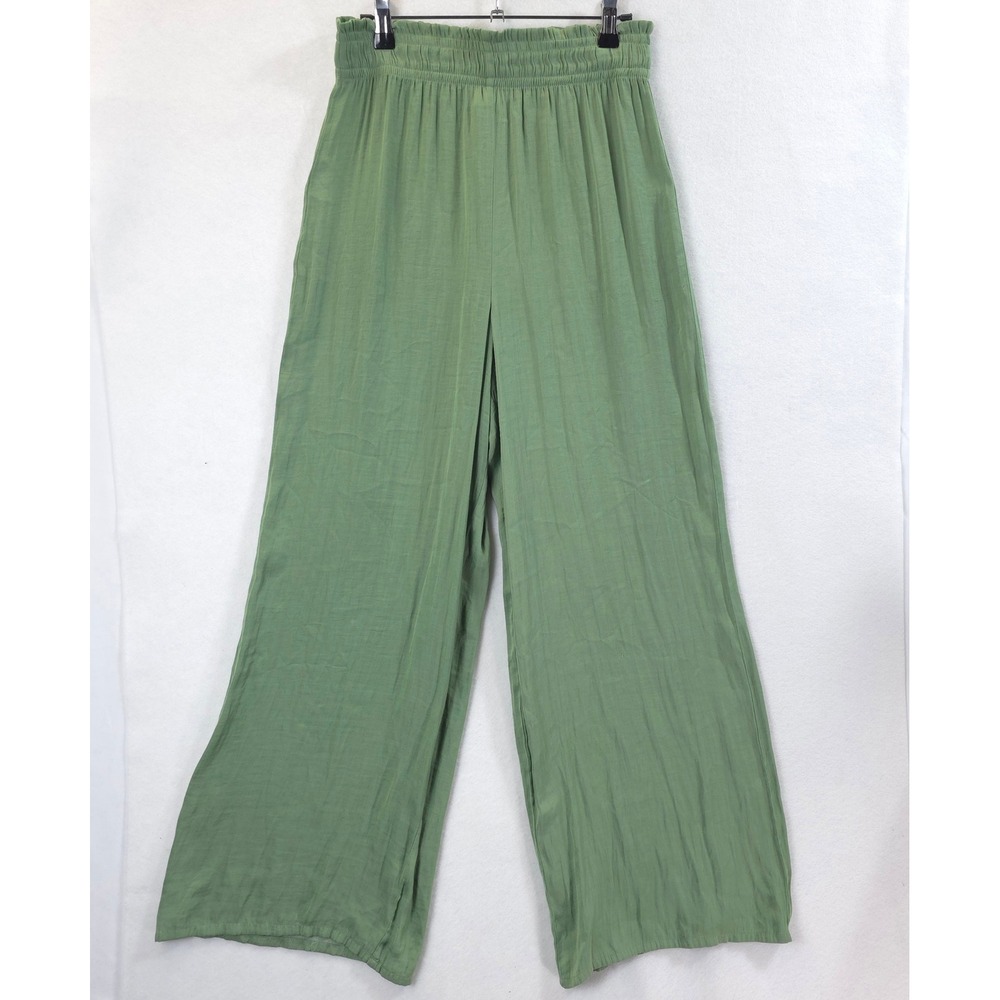 Joie Wide Leg Pants Smocked Waist Flowy Sage Green Women S Boho Chic Minimalist